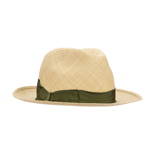 BORSALINO Cappello panama tesa media naturale e cinta verde in cannetè unisex
