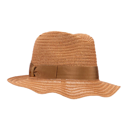 BORSALINO Cappello in paglia pieghevole e con cinta nocciola unisex