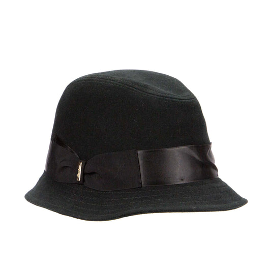 BORSALINO Cappello alla pescatora in fustagno nero e cinta nera unisex